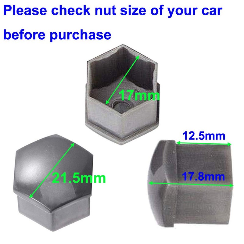 Gebildet 24pcs Wheel Nut Cap 17mm Wheel Bolt Nut Caps Covers, Hexagonal Tire Nut Covers with Removal Tool Set for Cars(Gray) - Image 4